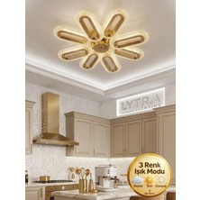 Lytra Lighting Eclipse Model 8'li Gümüş 3 Renk Modu Ledli Tavana Sıfır Salon Mutfak Çocuk Yatak Odası LED Avize