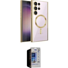 İlkyaz Fashion Ieg™ Galaxy S23 Ultra Kılıf Nova Işık Özel Seri - Siyah Durable Full Glue Curved Hayalet Cam