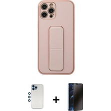 Marsilyan™- iPhone 12 Pro Kılıf Akış Doku - Siyah 3D Antistatik Hayalet Cam Ekran Koruyucu + Mavi Shine Kamera Lens