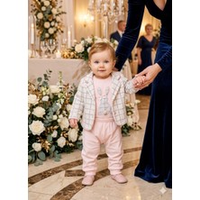 Gürcan Bebe Yeni Doğan Kız Bebek Tavşan Baskılı Ceketli Üçlü Takım