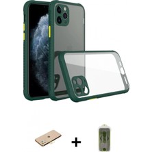 Marsilyan™- iPhone 11 Pro Kılıf Nova Asil Özel Seri - Siyah Joko Magic 5d Hayalet Cam + Sarı Renkli Kamera Lens Koruma Cam