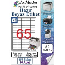 ArtMaster A4 Hazır Beyaz Etiket 38.1X21.2MM 10 Sayfa 1 Paket 65 Li Kendinden Yapışkanlı Fotokopi Lazer Inkjet Kağıdı Yazıcılar
