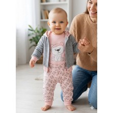 Gürcan Bebe Yeni Doğan Kız Bebek Kapişonlu Üçlü Takım