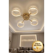 Lytra Lighting Aurea Model 4'lü Gold 3 Renk Modu Ledli Tavana Sıfır Salon Mutfak Çocuk Yatak Odası LED Avize