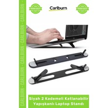Ttt Özel Üretim Ergonomik Notebook Yükseltici Siyah 2 Kademeli Katlanabilir Yapışkanlı Laptop Standı