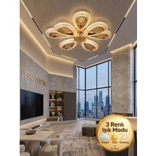 Lytra Lighting Damla Model 8'li Gold 3 Renk Modu Ledli Tavana Sıfır Salon Mutfak Çocuk Yatak Odası LED Avize