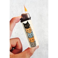 Huggy Craft Sevimli Kedicikler Baskılı Klasik Çakmak, Tekrar Doldurulabilir