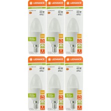Avarson (6 Adet) Ledvance 4,9W Sarı Işık (2700K) E14 Duylu (Ince Duy) Dim Edilebilir LED Ampul