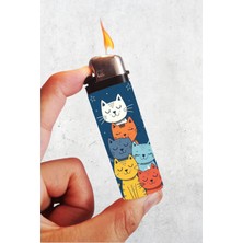 Huggy Craft Renkli Kediler Çetesi Baskılı Klasik Çakmak, Tekrar Doldurulabilir