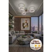 Lytra Lighting Aurea Model 3'lü Gümüş 3 Renk Modu Ledli Tavana Sıfır Salon Mutfak Çocuk Yatak Odası LED Avize