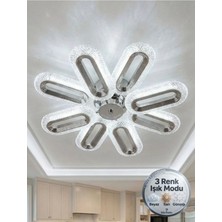 Lytra Lighting Eclipse Model 8'li Gümüş 3 Renk Modu Ledli Tavana Sıfır Salon Mutfak Çocuk Yatak Odası LED Avize