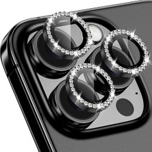 Bufalo iPhone 15 Pro / 15 Pro Max Taşlı Metal Kamera Lens Koruyucu Set