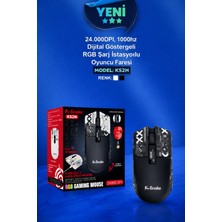Azurtech K-Snake KS2N Rgb Gaming Mouse | 24000 Dpı | Şarj Standlı | Kablosuz & Kablolu Kullanım | Dijital Göstergeli Oyuncu Mouse