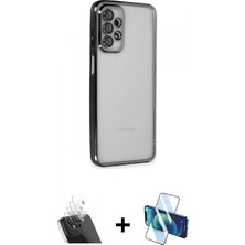 Marsilyan™- Galaxy A23 4g Kılıf Vadi Minimal - Siyah 3D Antistatik Cam Ekran Koruyucu + Şeffaf Kamera Lens Koruma Cam