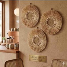 Furkan Decor Aksesuar Rafya Halatlı 3 Lü Set Duvar Süsü