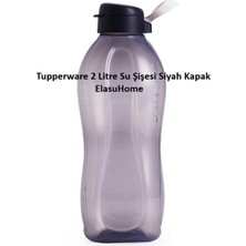 Tupperware Su Şişesi 2 Litre – Şeffaf Siyah Kapak - Elasuhome