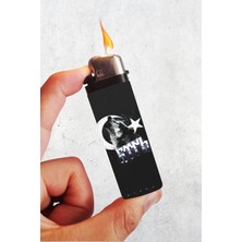 Huggy Craft Bozkurt Temalı Siyah Baskılı Klasik Çakmak, Tekrar Doldurulabilir