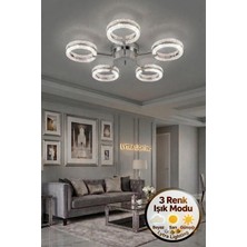 Lytra Lighting Aurea Model 5'li Gümüş 3 Renk Modu Ledli Tavana Sıfır Salon Mutfak Çocuk Yatak Odası LED Avize