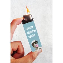 Huggy Craft Sezar "geldim Gördüm Yedim" Baskılı Klasik Çakmak, Tekrar Doldurulabilir