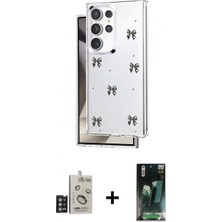 Marsilyan™- Galaxy S24 Ultra Kılıf Yörünge Form - Siyah 360 Mat Full Body Arka Koruyucu + Derin Mor Bilvis Titan Kamera Lens