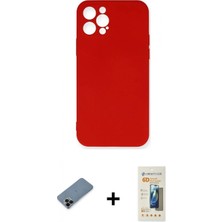 Marsilyan™- iPhone 12 Pro Max Kılıf Ahenk Serisi - Siyah 6d Mat Seramik Hayalet Nano Ekran Koruyucu + Siyah Shine Kamera Lens Koruma Cam