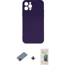 Marsilyan™- iPhone 12 Pro Max Kılıf Ahenk Serisi - Siyah 6d Mat Seramik Hayalet Nano Ekran Koruyucu + Siyah Shine Kamera Lens Koruma Cam