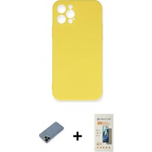 Marsilyan™- iPhone 12 Pro Max Kılıf Ahenk Serisi - Siyah 6d Mat Seramik Hayalet Nano Ekran Koruyucu + Siyah Shine Kamera Lens Koruma Cam