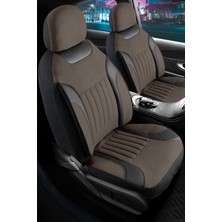 Şahinler Oto Aksesuar Toyota Yaris 2019-2024 Tay Tüyü Oto Koltuk Kılıfı Fermuarlı Ön Arka Set Kahverengi Edition