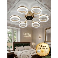 Lytra Lighting Aurea Model 6'lı Gold 3 Renk Modu Ledli Tavana Sıfır Salon Mutfak Çocuk Yatak Odası LED Avize