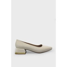 Kanuga Kadın Sivri Burun Kısa Topuk Abiye Ayakkabı Bej LPA610