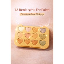 12 Renk Işıltılı Far Paleti Mat & Shimmer Yoğun Pigment Günlük Gece Makyajı Sudedi Home