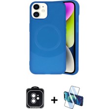 Marsilyan™- iPhone 11 Kılıf Ufuk Serisi - Siyah 3D Antistatik Cam Ekran Koruyucu + Siyah Pvd Metal Kamera Lens