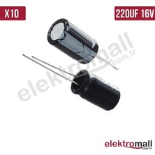 220UF 16V Elektrolitik Kondansatör 6X12MM - 10 Adet