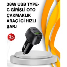 Kompakt Tasarımlı Type-C + USB Girişli Araç Şarj Başlığı Midastech