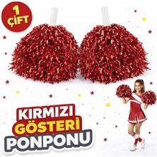 1 Çift Kırmızı Okul Gösteri Ponponları Ekstra Dolgun Midastech