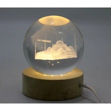3D Istanbul Temalı Kristal Cam Küre LED Lamba Model 1 Midastech