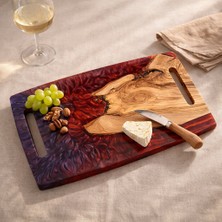 LesaWood Doğal Zeytin Ağacı Epoksi Şarküteri Sunum Tepsisi 45X25 cm – El Yapımı Premium Tasarım