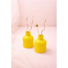 El Yapımı Taş Tozu 2'li Mini Vazo Seti Kabartmalı | Atiye Studio | Dekoratif Masa Raf Hediyelik