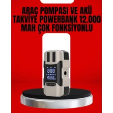 Dijital Ekranlı Araç Pompası Akü Takviye Powerbank 12.000 Mah Midastech