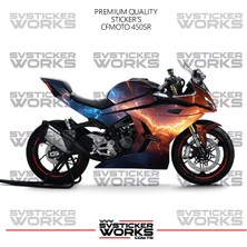 Sv Sticker Works Cfmoto 450SR Kaplama Sticker Kırmızı ve Mavi Flash Design Motor Kaplama Modeli Hazır Kit Tüm Modeller Uyumlu