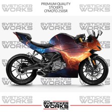Sv Sticker Works Cfmoto 250SR Kaplama Sticker Kırmızı ve Mavi Flash Design Motor Kaplama Modeli Hazır Kit Tüm Modeller Uyumlu