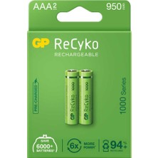 İsmiyle Al Gp Recyko 950MAH Aaa Şarj Edilebilir Ince Kalem Pil 2'li Paket