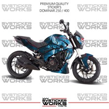Sv Sticker Works Bajaj Dominar Kaplama 250 / 400 Sticker Mavi Punisher Design Motor Kaplama Modeli Hazır Kit Tüm Modeller Uyumlu