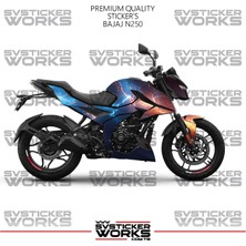 Sv Sticker Works Bajaj N250 Kaplama Sticker Kırmızı ve Mavi Şimşek Design Motor Kaplama Modeli Hazır Kit Tüm Modeller Uyumlu