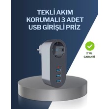 Çocuk Korumalı Termal Priz – 3'lü USB Şarj ve Akım Koruması Midastech