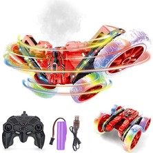 Ghz Uzaktan Kumandalı Full Fonksiyon Şarjlı LED Işıklı 4x4 Buhar Duman Atan Akrobat Araba (Kırmızı)