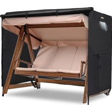 Bahçe Salıncak Koruma Örtüsü Üç Kişilik Tenteli Hamak Bahçe Salıncağı Koruma Kılıfı Su Geçirmez Branda Dayanıklı 210X125X170CM Siyah