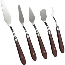 Bıçağı 5 Parça Paslanmaz Çelik Spatula Seti, Kil Hamuru Pasta Krema Yağlıboya Için Ahşap Saplı Süsleme Şekil Verme ve Kazıma, Boya Araçları,mutfakta ve Diğer Hobi ve El Sanatları Için