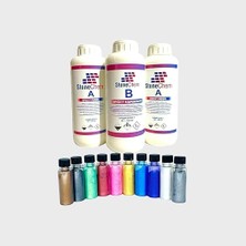 Ultra Şeffaf Epoksi Reçine Seti, 3 kg Reçine ve Sertleştirici, 10 Adet 15 gr Pigment Renk Seti