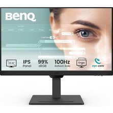 GW2490T 23.8'' Full Hd IPS Monitör, 100Hz, Hdmı+Displayport, Eye-Care, Düşük Mavi Işık, Flicker-Free, Ergonomik Stand, Pivot Özellikli Ofis Monitörü